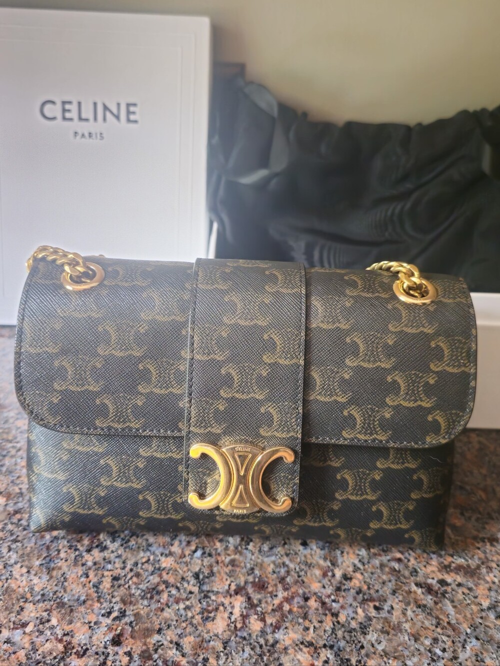 Celine Triomphe Canvas Teen Victoire Tan